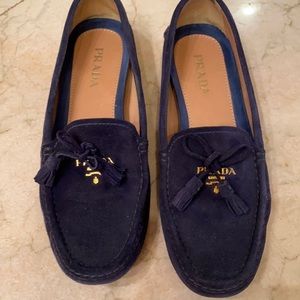 Prada navy suede driving shoes loafer